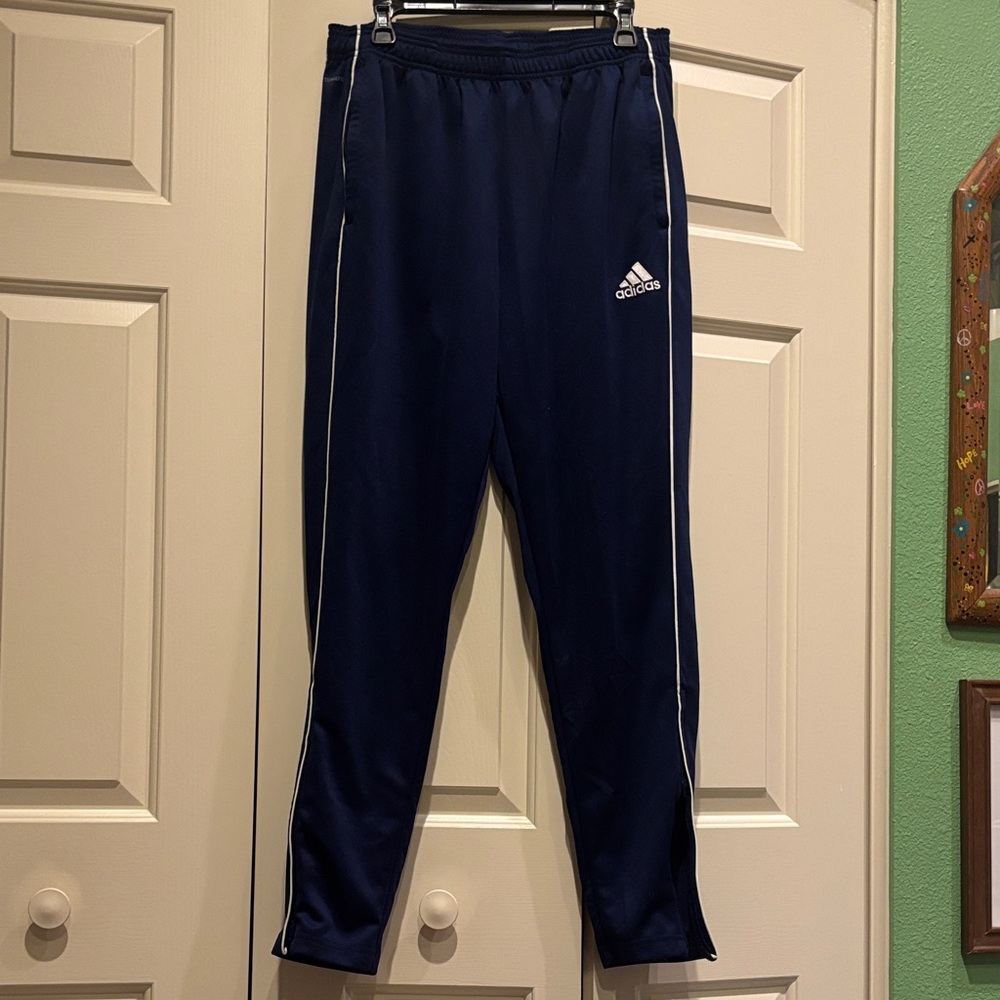Adidas Navy Joggers with White Accents